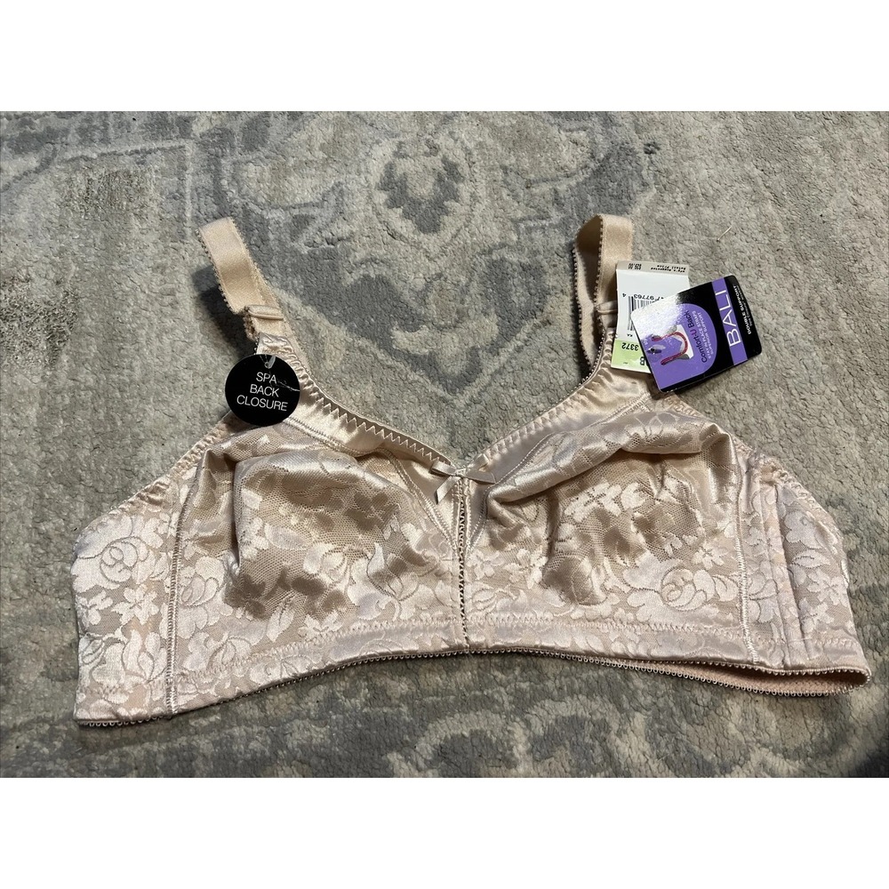 New Bali Double Support Spa Closure Wireless Bra 3372 Beige SZ‎ 40B